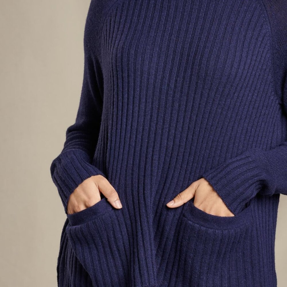 Toad&Co Womens Size L Navy Clementine Mock Neck Sweater, lambswool